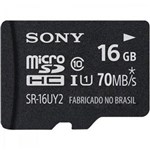 Ficha técnica e caractérísticas do produto Cartão de Memória 16GB Micro SDHC com Adaptador Classe 10 SR-16UY2 Sony