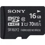 Ficha técnica e caractérísticas do produto Cartão de Memória 16GB Micro SDHC com Adaptador CLASSE 10 SR - Sony