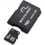 Ficha técnica e caractérísticas do produto Cartão de Memória 16GB Micro Sdhc com Adaptador MC110 Classe 10 Multilaser
