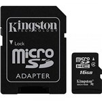 Ficha técnica e caractérísticas do produto Cartão de Memória 16gb Micro Sdhc e Adaptador Sd Kingston