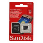 Ficha técnica e caractérísticas do produto Cartão de Memória 16gb Sandisk Micro Sd 16 Gb Sdhc com Adaptador