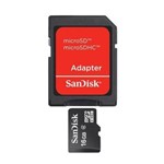 Ficha técnica e caractérísticas do produto Cartão de Memória 16gb Sandisk Microsd Classe 4 Adaptador Sd
