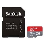 Ficha técnica e caractérísticas do produto Cartão de Memória 16GB Sandisk ULTRA MICRO SDHC UHS-I 98MB/S SDSQUAR-016G-GN6MA