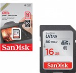 Ficha técnica e caractérísticas do produto Cartão de Memória 16gb Sdhc Ultra 80mbs Classe 10 Sandisk