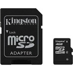 Ficha técnica e caractérísticas do produto Cartão de Memória 4GB Kingston MicroSD Classe 4 com Adaptador SDHC