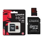 Ficha técnica e caractérísticas do produto Cartao de Memoria 64GB Classe 10 Kingston Micro SDXC 64GB UHS-I U3 com Adaptador SD - SDCA3/64GB