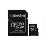Ficha técnica e caractérísticas do produto Cartao de Memoria 64GB Classe 10 Kingston Micro SDXC ADAPT SD UHS-I 45MB - SDC10G2/64GB