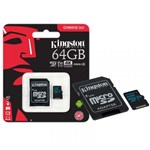 Ficha técnica e caractérísticas do produto Cartão de Memória 64GB Classe 10 Kingston SDCG2/64GB Micro SDXC 90R/45W UHS-I U3 V30 Canvas Go