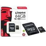 Ficha técnica e caractérísticas do produto Cartão de Memória 64GB Classe 10 Kingston SDCS/64GB Micro SDXC 80R/10W UHSI U1 Canvas Select