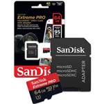 Cartão de Memoria 64gb Micro Sd Cl10 Extreme Pro 95mb/s Sdsqxxg-064g Sandisk Extreme