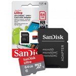 Ficha técnica e caractérísticas do produto Cartão de Memoria 64gb Micro Sd com Adapt Cl10 80mb/s Plus Sdsqunc-064g Sandisk Ultra