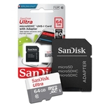 Ficha técnica e caractérísticas do produto Cartão De Memoria 64gb Micro Sd Sandisk Cl10 80mb/s Ultra Sdsquns