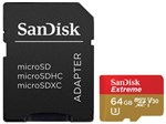Ficha técnica e caractérísticas do produto Cartão de Memória 64GB Micro SD SanDisk - Classe 10 Extreme