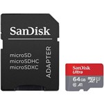 Ficha técnica e caractérísticas do produto Cartão de Memória 64GB Micro SD Ultra + Adaptador - Sandisk