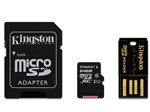 Ficha técnica e caractérísticas do produto Cartão de Memória 64GB Micro SDHC Classe 10 com Dois Adaptadores MBLY10G2/64GB Kingston