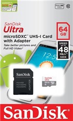 Ficha técnica e caractérísticas do produto Cartão de Memória 64gb Sandisk Classe 10 Ultra