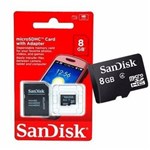 Ficha técnica e caractérísticas do produto Cartão de Memória 8 GB Classe 4 SanDisk
