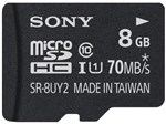 Cartão de Memória 8GB Micro SD Classe 10 - com Adaptador - Sony SR-8UY2A/TQ