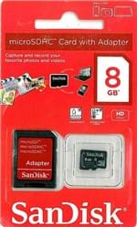 Ficha técnica e caractérísticas do produto Cartão de Memória 8Gb Micro Sd Sandisk Classe 4 com Adaptador