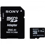 Ficha técnica e caractérísticas do produto Cartao de Memoria 8GB Micro SDHC com Adaptador SRAC-A1 Classe 4 SONY