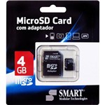 Ficha técnica e caractérísticas do produto Cartão de Memória C/ Adaptador - 4GB - Smart