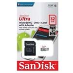 Ficha técnica e caractérísticas do produto Cartão de Memória Classe 10 32GB Sandisk Ultra 80MB