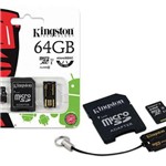 Ficha técnica e caractérísticas do produto Cartao de Memoria Classe 10 Kingston Mbly10g2/64gb Multikit 64gb Micro Sdhc+Adaptador Sd+Adaptadoru