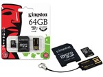 Ficha técnica e caractérísticas do produto Cartao de Memoria Classe 10 Kingston Mbly10G2/64Gb Multikit 64Gb Micro Sdhc+Adaptador Sd+Adaptadorusb