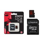 Ficha técnica e caractérísticas do produto Cartao de Memoria Classe 10 Kingston Sdca3/32gb Micro Sdhc 32gb Uhs-i U3 com Adaptador Sd