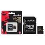 Ficha técnica e caractérísticas do produto Cartão de Memória Classe 10 Kingston Sdca10/64Gb Micro Sdxc 64Gb com Adaptador Sd Uhs-I