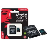 Ficha técnica e caractérísticas do produto Cartao de Memoria Classe 10 Kingston SDCG2/64GB Micro Sdxc 64GB 90R/45W Uhs-I U3 V30 Canvas Go