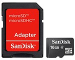 Ficha técnica e caractérísticas do produto Cartão de Memória com Adaptador Sandisk 16 GB