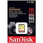 Ficha técnica e caractérísticas do produto Cartão de Memoria Extreme Sdhc 16gb 90mb/s 4k Sandisk