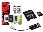 Ficha técnica e caractérísticas do produto Cartao de Memoria 32GB Classe 10 Kingston Multikit Micro Sdhc+adaptador Sd+adaptadorusb - MBLY10G2/32GB