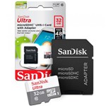 Ficha técnica e caractérísticas do produto Cartão de Memoria 32gb Micro Sd com Adapt Cl10 48mb/s Sdsqunb-032g Sandisk Ultra