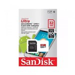 Ficha técnica e caractérísticas do produto Cartão de Memória 32GB Micro SDHC Classe 10 com Adaptador-Sandisk