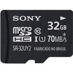 Ficha técnica e caractérísticas do produto Cartão de Memória 32GB Micro SDHC com Adaptador Classe 10 70Mb/s SR 32UY2 - Sony