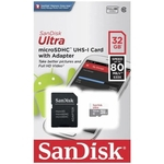 Ficha técnica e caractérísticas do produto Cartão De Memória 32 Gb Sandisk Ultra Micro Sd Classe 10 80mb/s