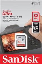 Ficha técnica e caractérísticas do produto Cartão de Memória 32gb Sdhc Ultra 80mbs Classe 10 Sandisk