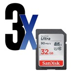 Ficha técnica e caractérísticas do produto Cartão de Memória 32GB Ultra SDHC 90MB/s SanDisk 3un