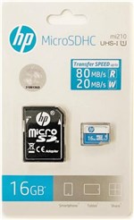 Ficha técnica e caractérísticas do produto Cartão de Memória HP Micro SDHC 16 Gb com Adaptador Classe 10