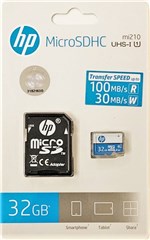 Ficha técnica e caractérísticas do produto Cartão de Memória HP Micro SDHC 32Gb com Adaptador Classe 10