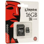 Ficha técnica e caractérísticas do produto Cartão de Memória Kingston 16GB Micro SD com Adaptador