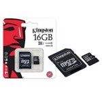 Ficha técnica e caractérísticas do produto Cartão de Memoria Kingston 16gb Micro Sdhc Classe 10 + Adapt Sd Uhs-I 45mb - Sdc10g2/16gb
