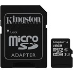 Ficha técnica e caractérísticas do produto Cartão de Memória Kingston 16GB Micro SDHC Classe 10 + Adaptador SD - SDC10G2/16GB