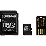 Cartão de Memória Kingston 16GB Mobility + MicroSDHC com Adaptador SD + Leitor USB (Classe 4)