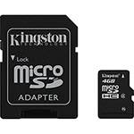 Cartão de Memória Kingston 4GB MicroSDHC com Adaptador SD (classe 4)