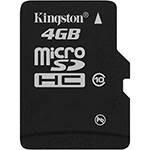Cartão de Memória Kingston 4GB MicroSDHC com Adaptador SD (classe10)