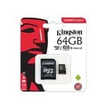 Ficha técnica e caractérísticas do produto Cartão de Memória Kingston Canvas Select MicroSD 64GB Classe 10 com Adaptador - SDCS/64GB