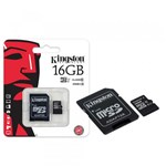 Ficha técnica e caractérísticas do produto Cartão de Memória Kingston Classe 10 Micro SDHC 16GB com Adaptador SD SDC10G2-16GB